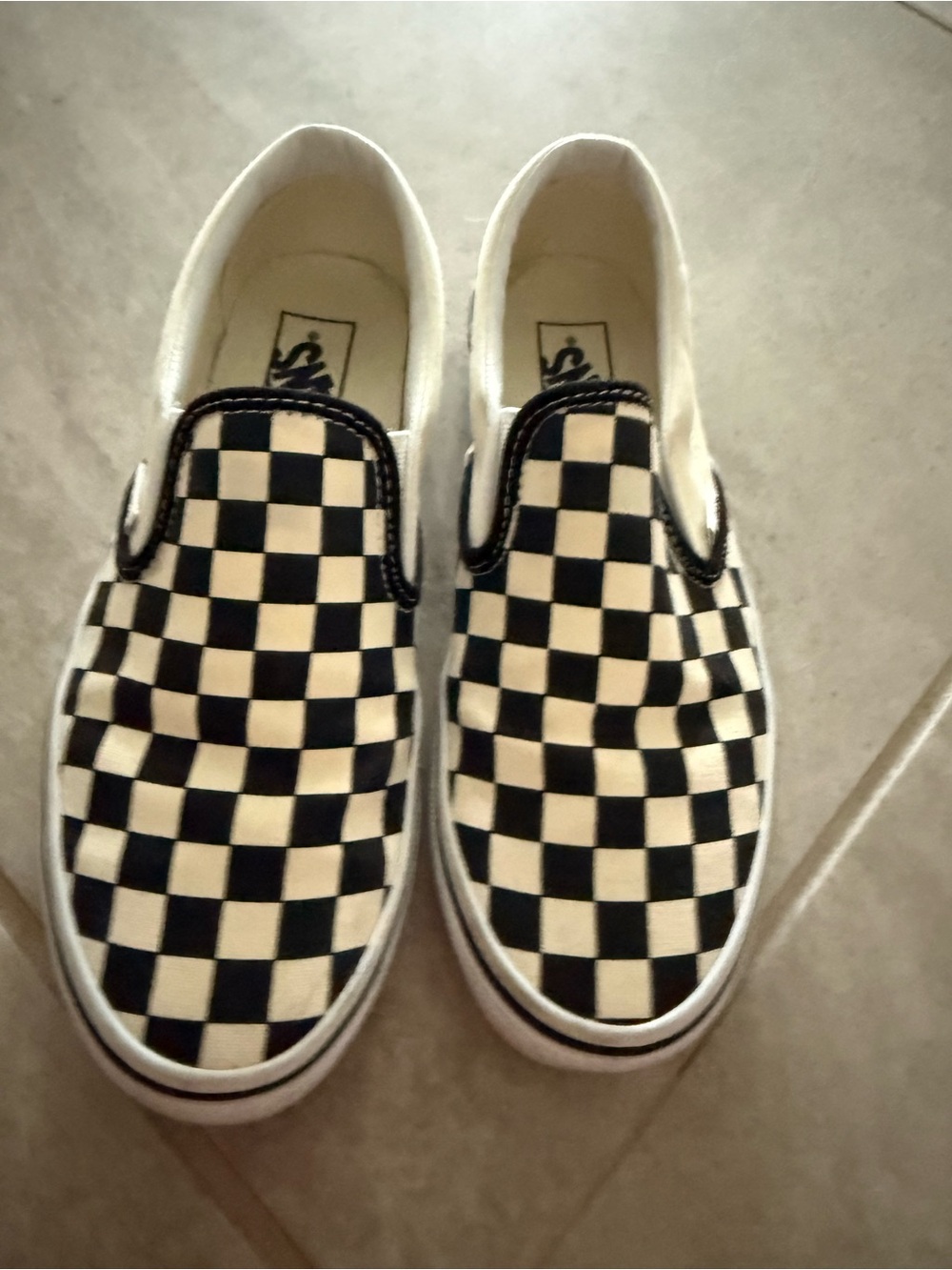 Vans Classic Slip-On Checkerboard women’s Sneakers - Black/White - Picture 2 of 4